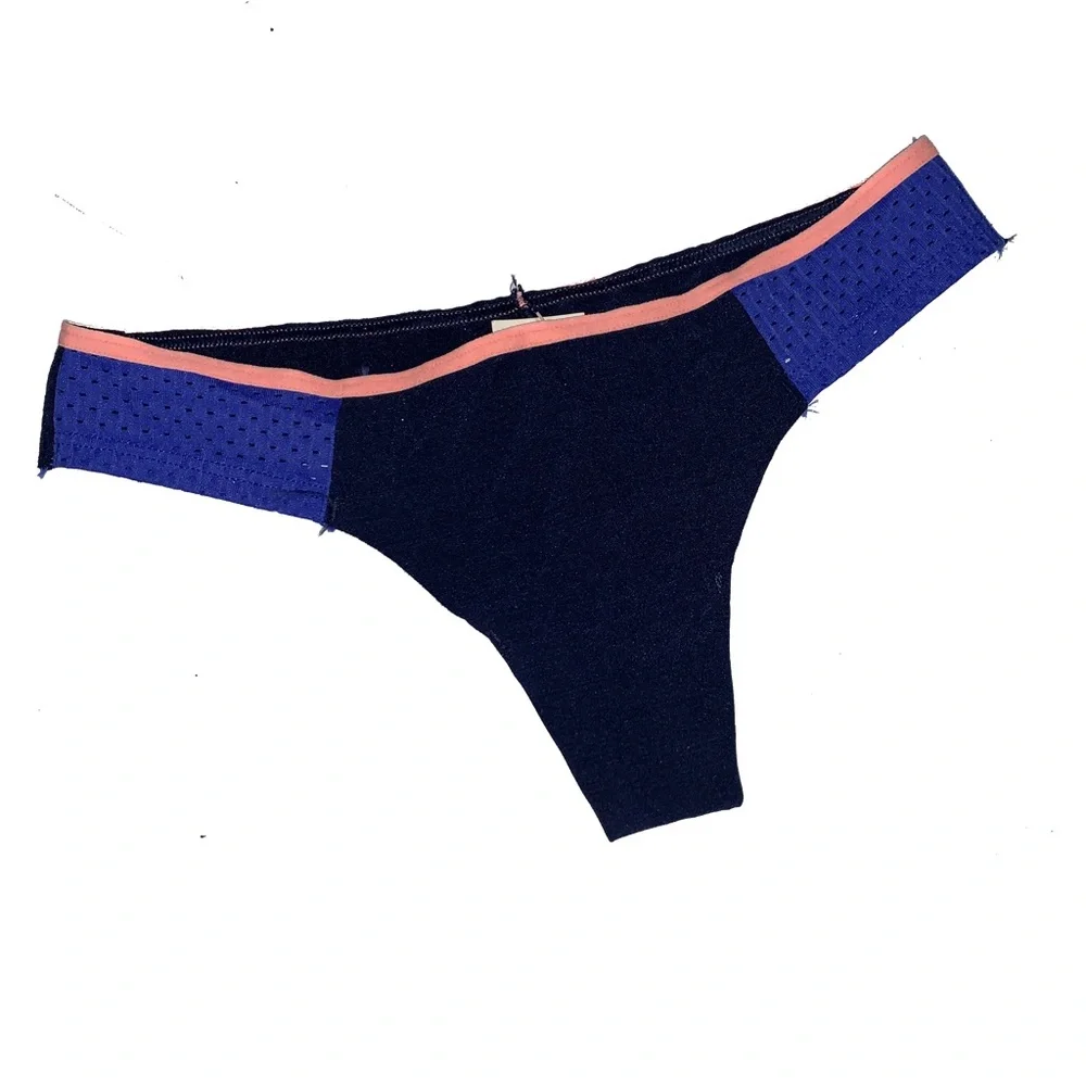 Victoria's Secret PINK Blue and Pink Thong Underwear Panties‎ P043 XS